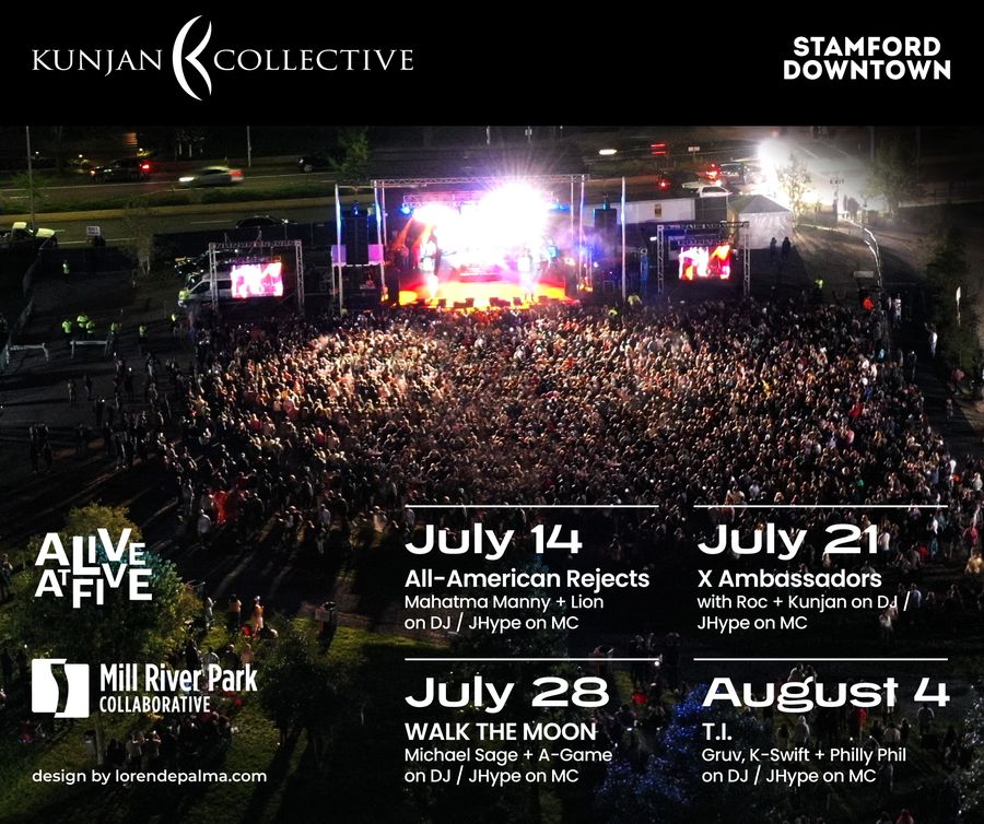 Alive@Five 2022 — flyer, July 14 – August 4, 2022, Stamford, CT