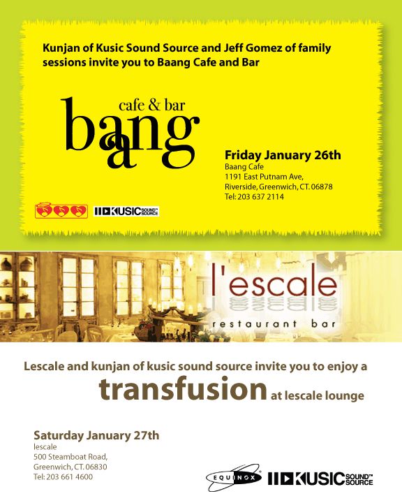 Baang & L'escale Weekend — flyer, January 26 – 27, 2007, Greenwich, CT