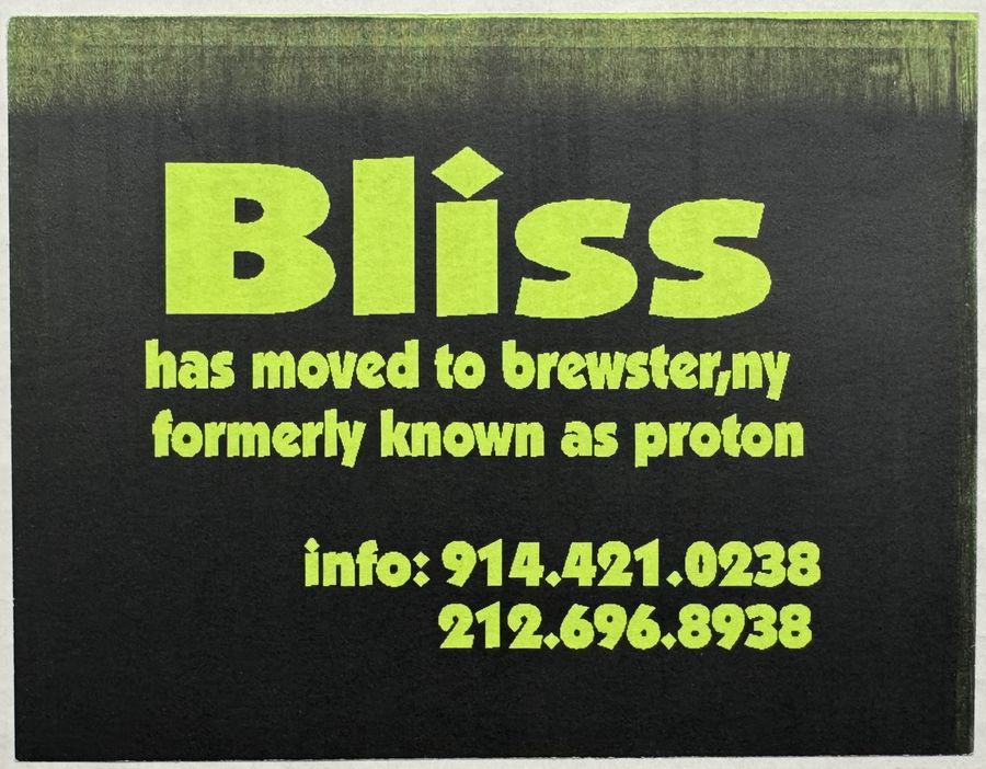 Bliss — flyer, March 31, 1995, Brewster, NY
