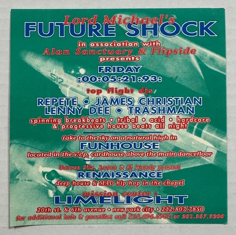 Lord Michael's Future Shock — flyer, May 21, 1993, New York, NY