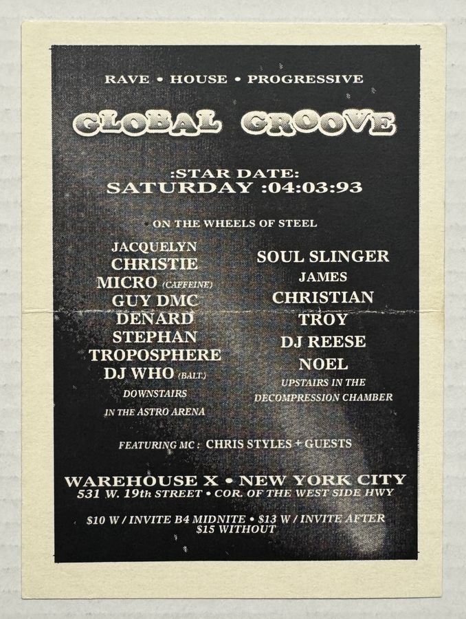 Global Groove — flyer, April 3, 1993, New York, NY