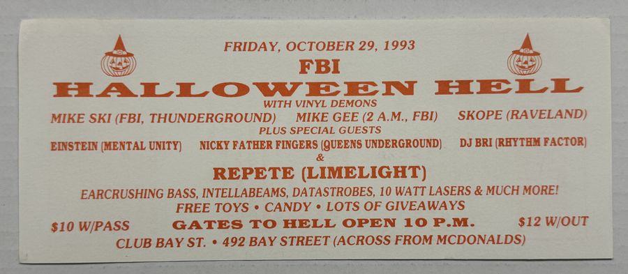 FBI — Halloween Hell — flyer, October 29, 1993, Staten Island, NY