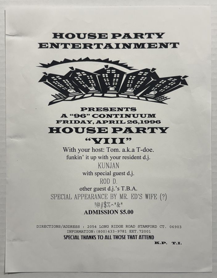 House Party VIII — A '96 Continuum — flyer, April 26, 1996, Stamford, CT