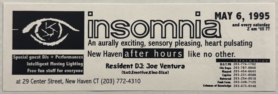 Insomnia — flyer, May 6, 1995, New Haven, CT