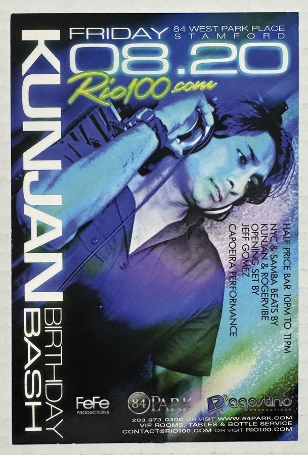 Rio 100 — Kunjan Birthday Bash — flyer, August 20, 2010, Stamford, CT