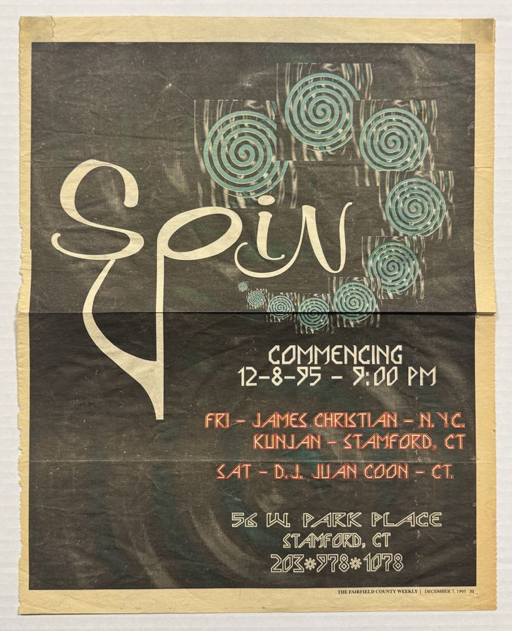 Spin — flyer, December 8, 1995, Stamford, CT